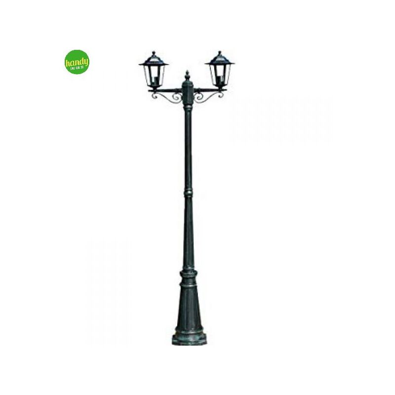 foto del prodotto lampione in acciaio a 2 bracci green light ermes e27 h.220cm nero