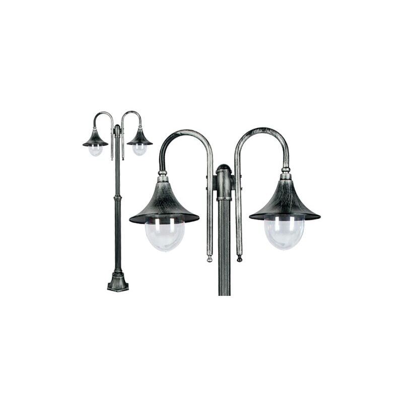 foto del prodotto lampione in alluminio galatea 3 luci cigno su palo cm 200 h illuminazione esterno