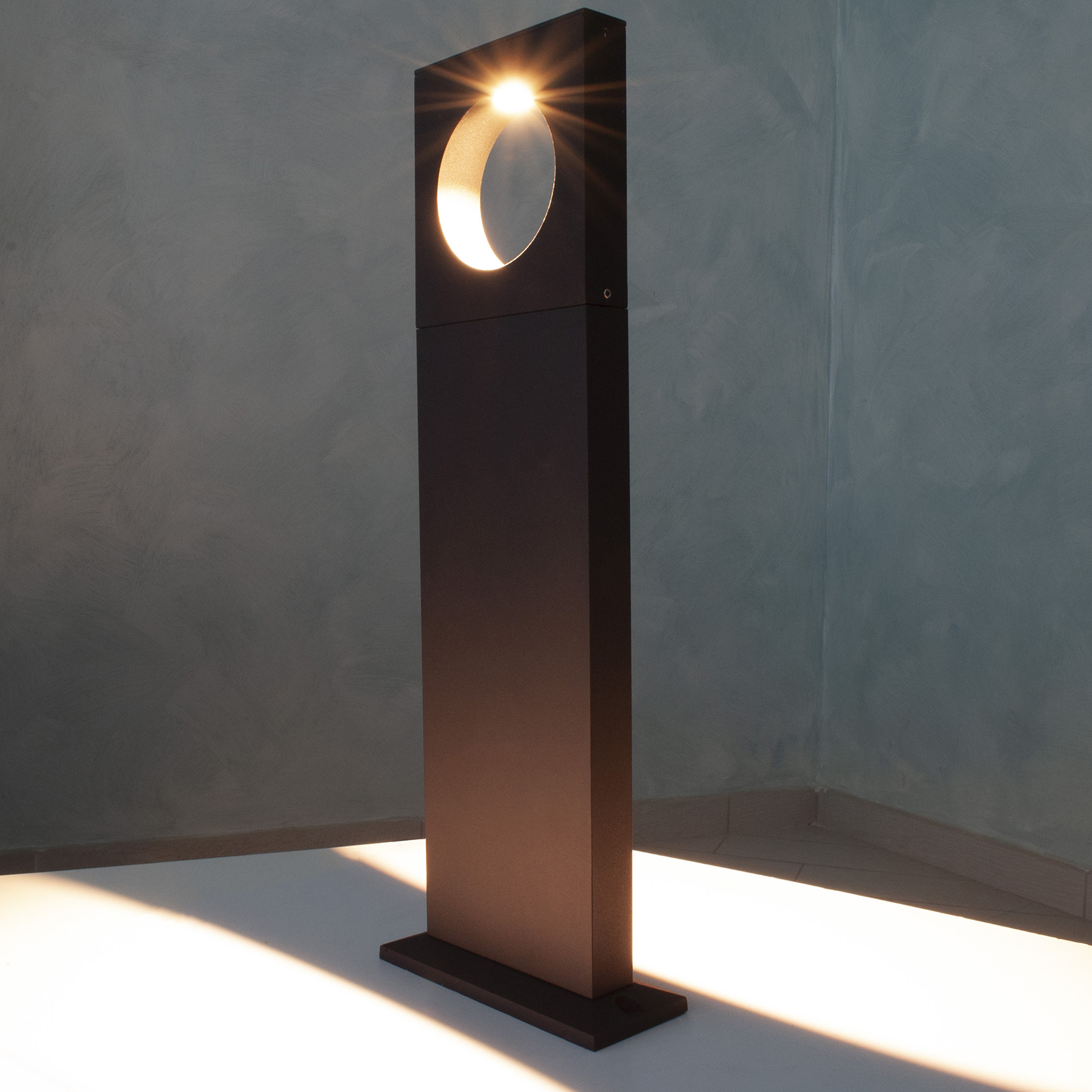 foto del prodotto lampione led 12w moderno cerchio palo 50cm esterno ip65 luce giardino cortile viale 230v colore nero 3000k