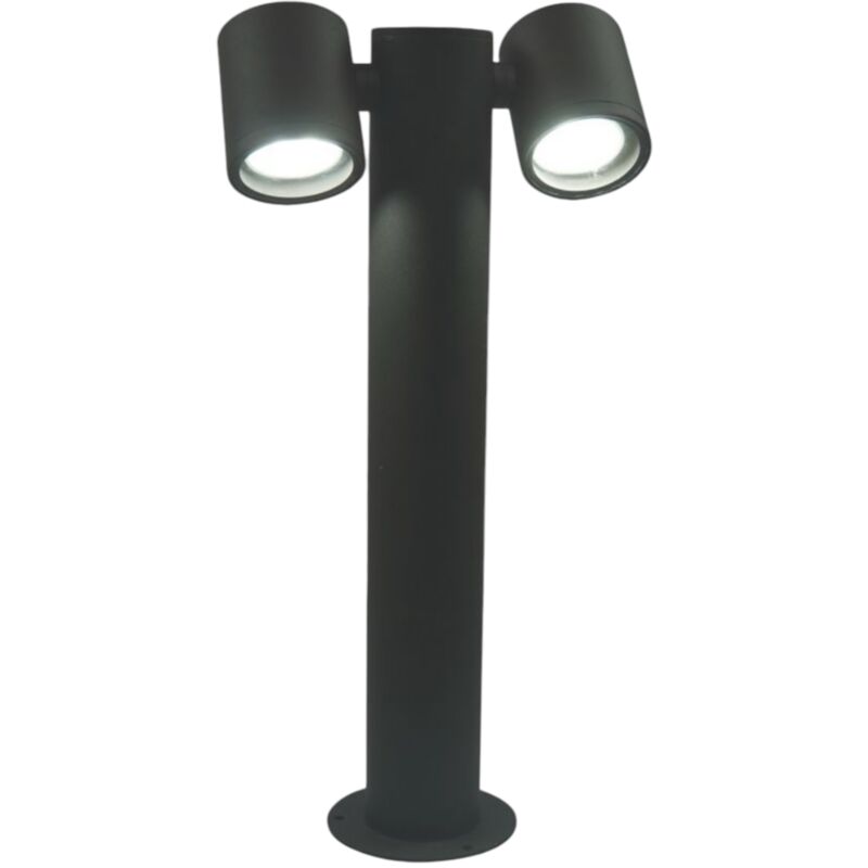 foto del prodotto lampione palo da giardino illuminazione con 2 diffusori orientabili per esterno ad attacco per lampadine led gu10