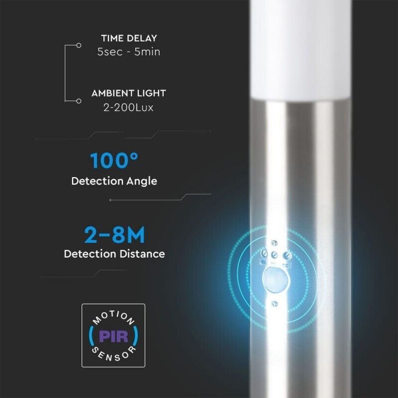 foto del prodotto lampione portalampada e27 con sensore di movimento h110 ip44 v-tac vt-838-se110