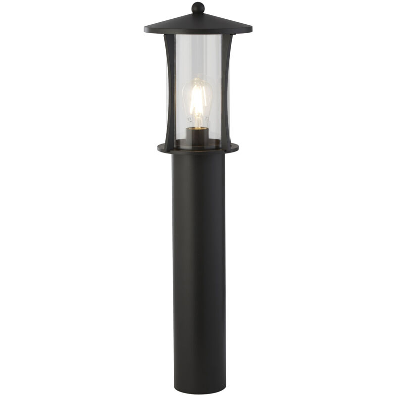 foto del prodotto lampione rustico country pagoda alluminio nero vetro trasparente 1 luce e27