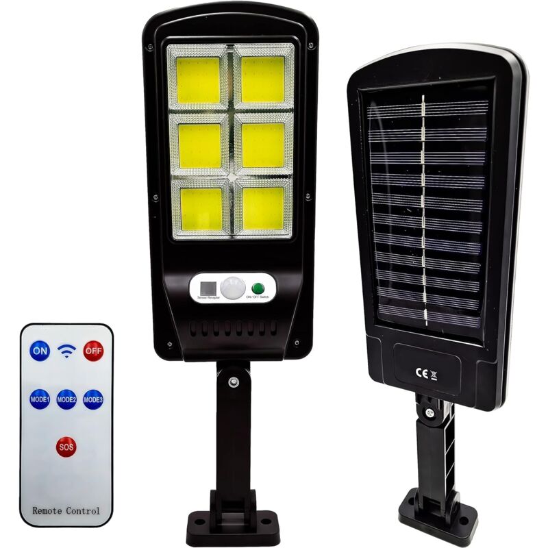 foto del prodotto lampione solare con sensore di movimento 6500k ip65, illuminazione bianca brillante, risparmio energetico e facile installazione, resistente alle