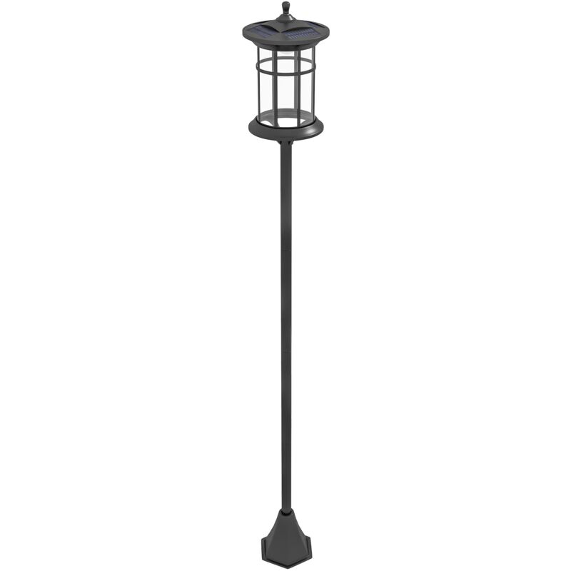 foto del prodotto lampione solare da giardino con luce led bianco freddo e ip44 h184 cm in acciaio inox e abs nero