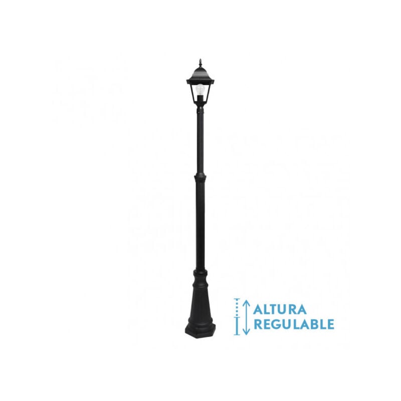 foto del prodotto lampione spica da esterno in alluminio 1xe27 nero ip44 220x20x20x20 cm regolabile in altezza