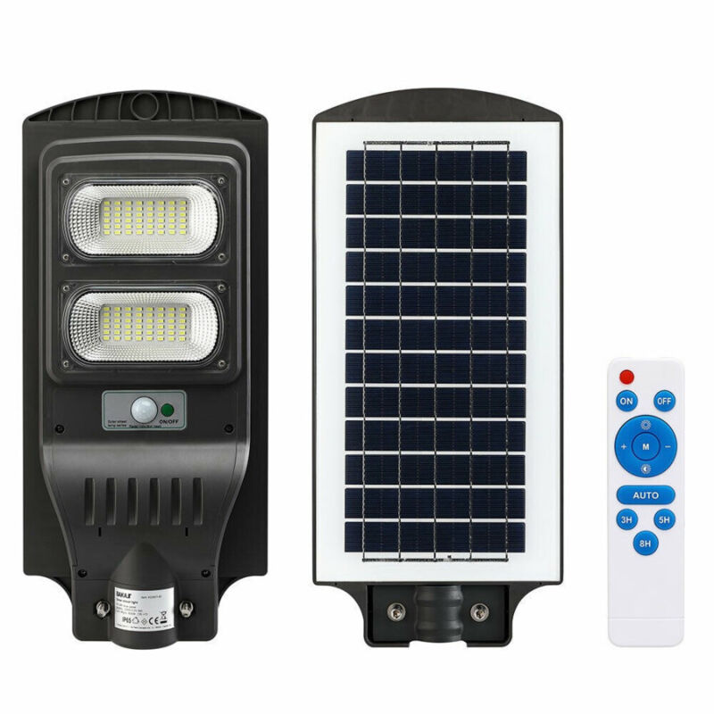 foto del prodotto lampione stradale faro led 60w solare luce esterno sensore movimento telecomando trade shop traesio