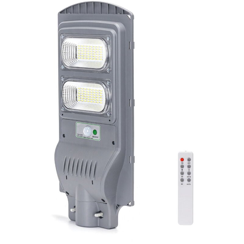 foto del prodotto lampione stradale led 100w grigio con pannello solare ip65 bianco freddo 6500k con sensore crepuscolare e di movimento aigostar