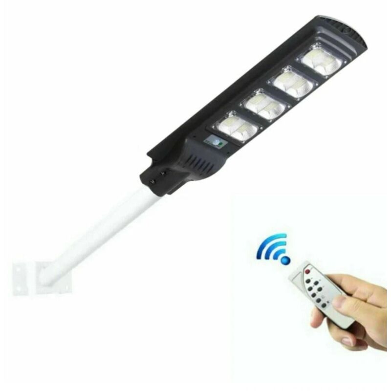 foto del prodotto lampione stradale solare 200w faro led con staffa bianca crepuscolare