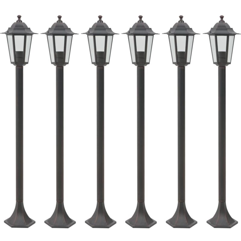 foto del prodotto lampioni da giardino 6pz e27 110 cm alluminio bronzo vidaxl