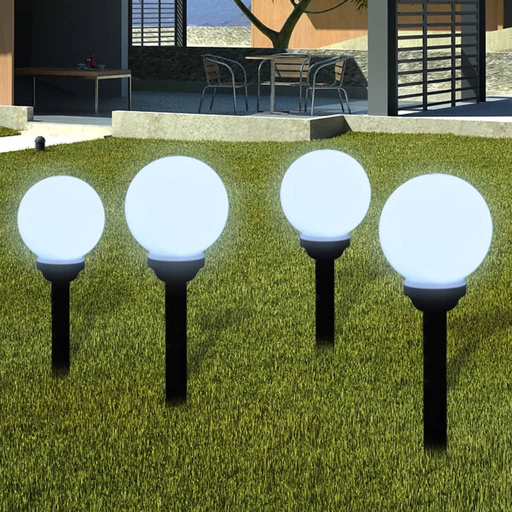 foto del prodotto lampioni solari led giardino 4 pz rotondi 15 cm con picchettocod mxl 121139