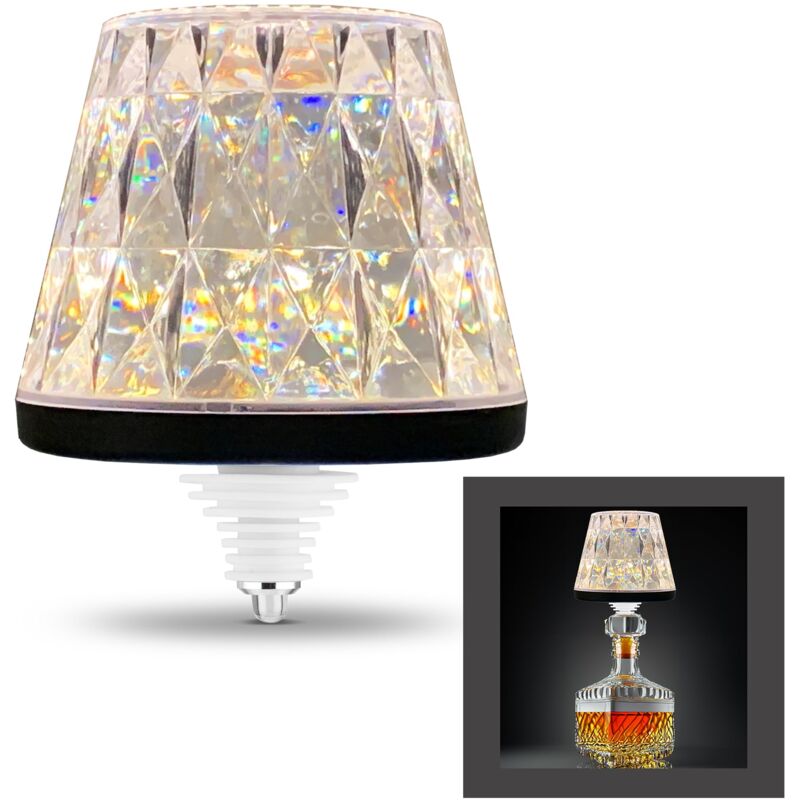 foto del prodotto lamprusco cristal lampada da tavolo a led a batteria lampada da tavolo senza fili 130 lm 1,6 w 2500 mah luce da bottiglia dimmerabile in bianco