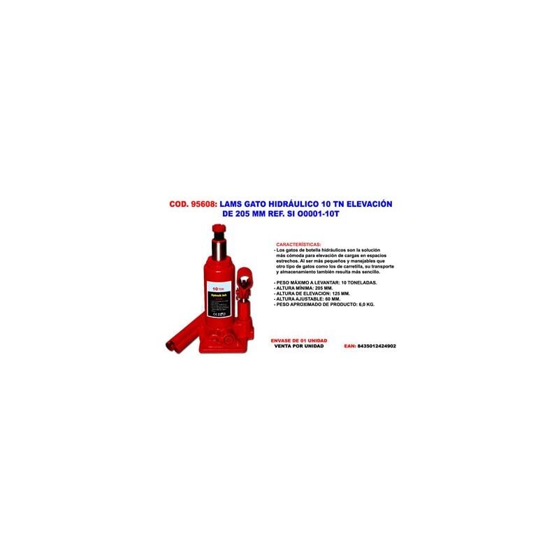 foto del prodotto lams martinetto idraulico per pesi fino a 10 tonnellate, altezza 205 mm altezza regolabile e sollevamento fino a 125 mm rif. s