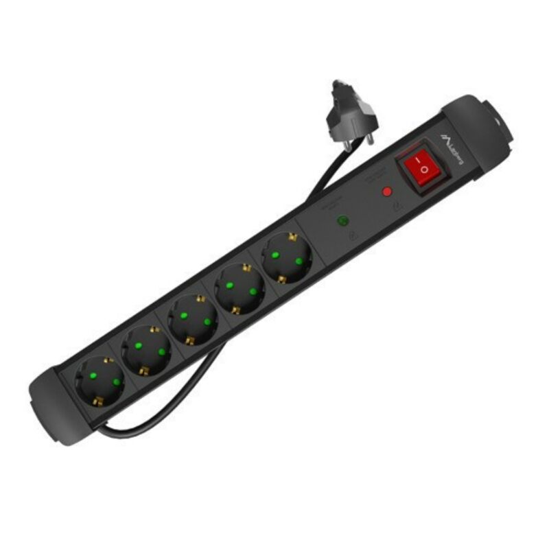 foto del prodotto lanberg sp1 05f 0500 bk base multipla 5 m 5 prese ac indoor nero
