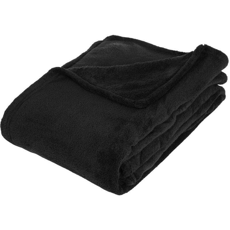 foto del prodotto lancio in microfibra nera 130x180cm atmosphera cr ateur d int rieur