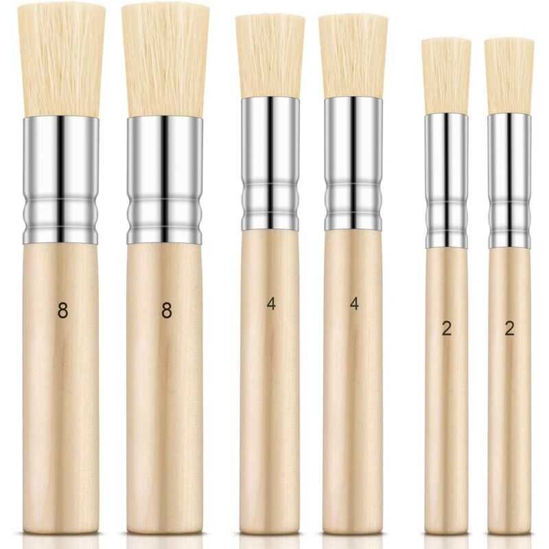 foto del prodotto langray - 6 pezzi di pennelli per stencil in legno, pennelli per stencil in setola naturale pura, pennelli per pittura acrilica, acquerello, pittura a olio, stencil per progetti artigianali fai da te, 3 misure