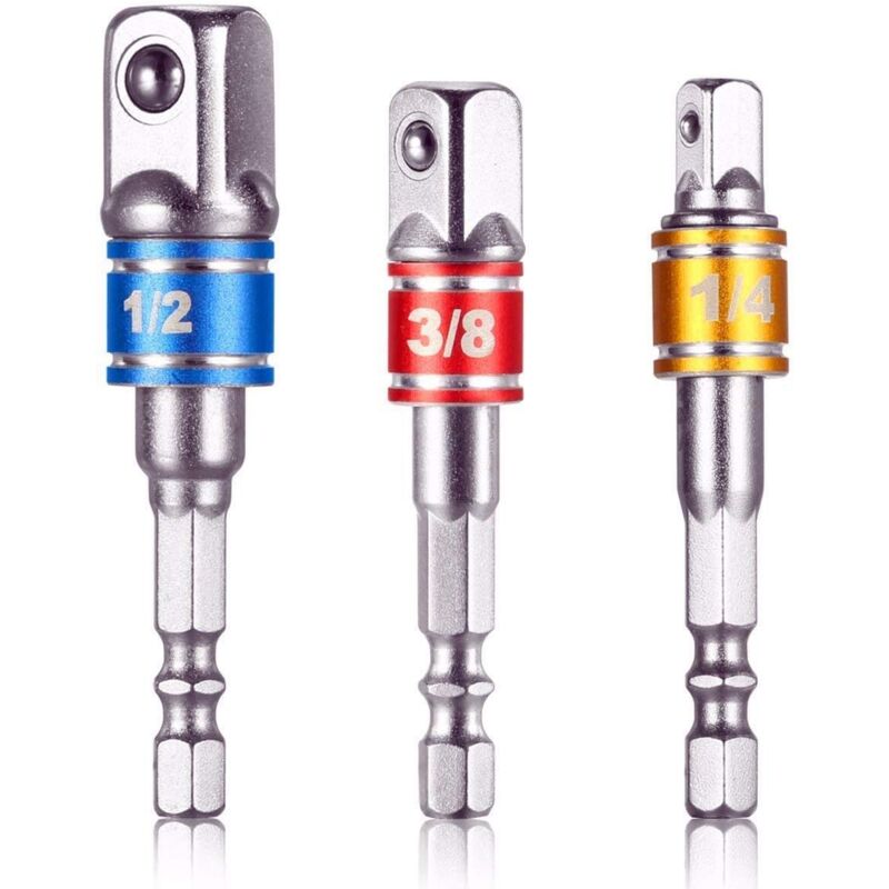 foto del prodotto langray adattatori per portaprese pi recenti su trapano avvitatore a percussione. set di 3 adattatori per mandrini quadrati 1 4 , 1 2 , 3 8 in