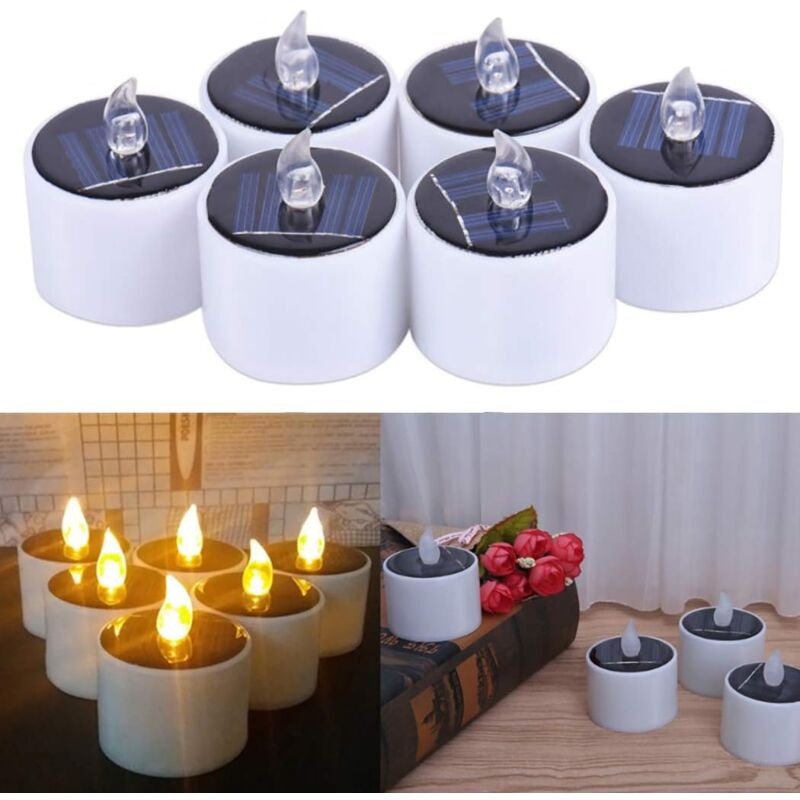 foto del prodotto langray candele solari a led, 6 candele da t in vera cera con fiamma tremolante, tipo pilastro, illuminazione bianca calda, effetto ultra