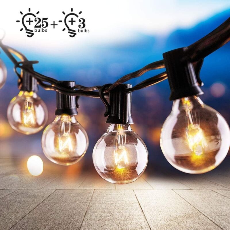 foto del prodotto langray catena luminosa per interni ed esterni, catena luminosa da 7,62 metri con 25 3 lampadine, catena luminosa decorativa impermeabile g40 per