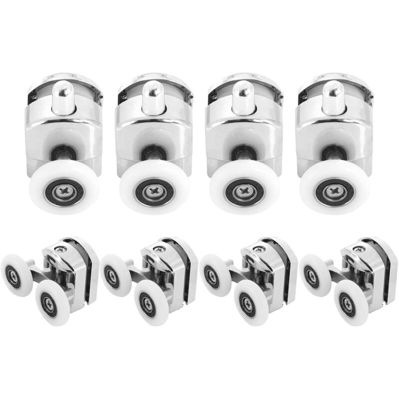 foto del prodotto langray confezione da 8 rulli per porta doccia rulli per cabina doccia in lega di zinco rulli per porta scorrevole doccia da 25 mm 4 superiori