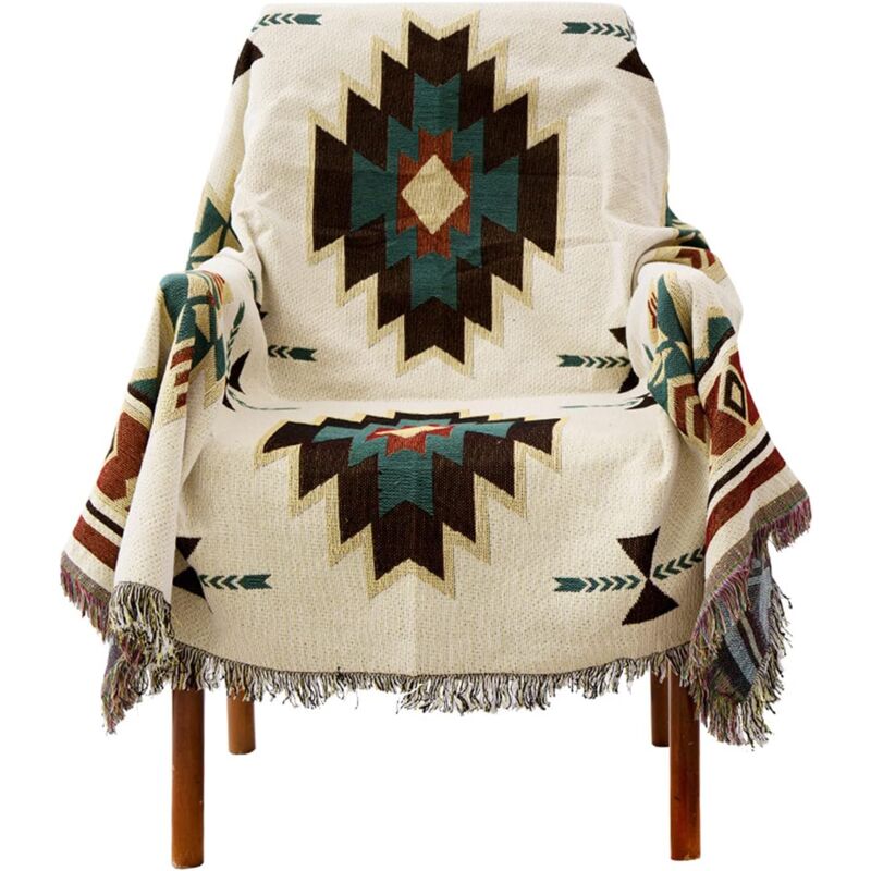 foto del prodotto langray copridivano a quadri, in stile etnico americano, copridivano in jacquard lavorato a maglia sucre a copertura totale 90150cm rapanda