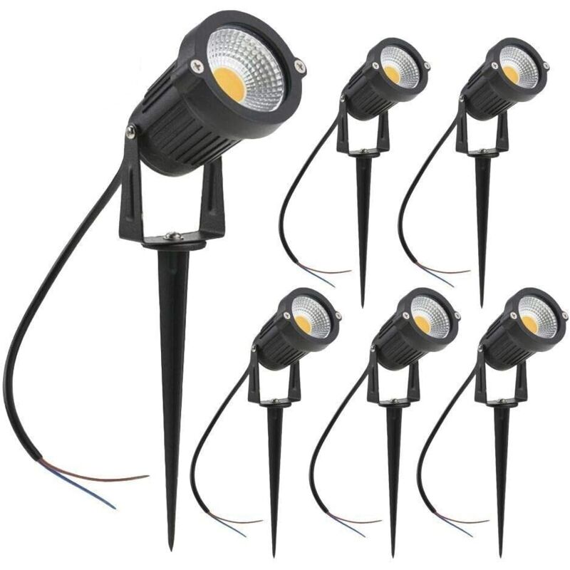 foto del prodotto langray faretti led per esterni, luci da giardino 3w bianco caldo 3000k 1440lm con picchetto, faretto led per esterni impermeabile ip65 per