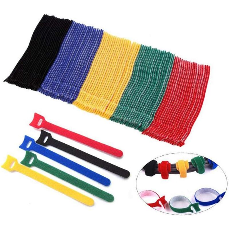 foto del prodotto langray fascette fermacavi fascette fermacavi fascette fermacavi fascette fermacavi in 5 diversi colori rosso, verde, blu, giallo 100 pezzi 