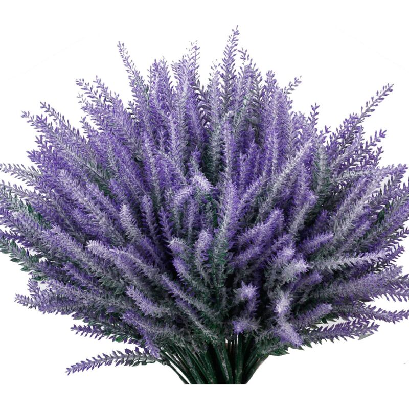 foto del prodotto langray fiori artificiali di lavanda, bouquet floccato colorato fai da te, decorativi, in vaso, per giardino, design, fiori di simulazione, per