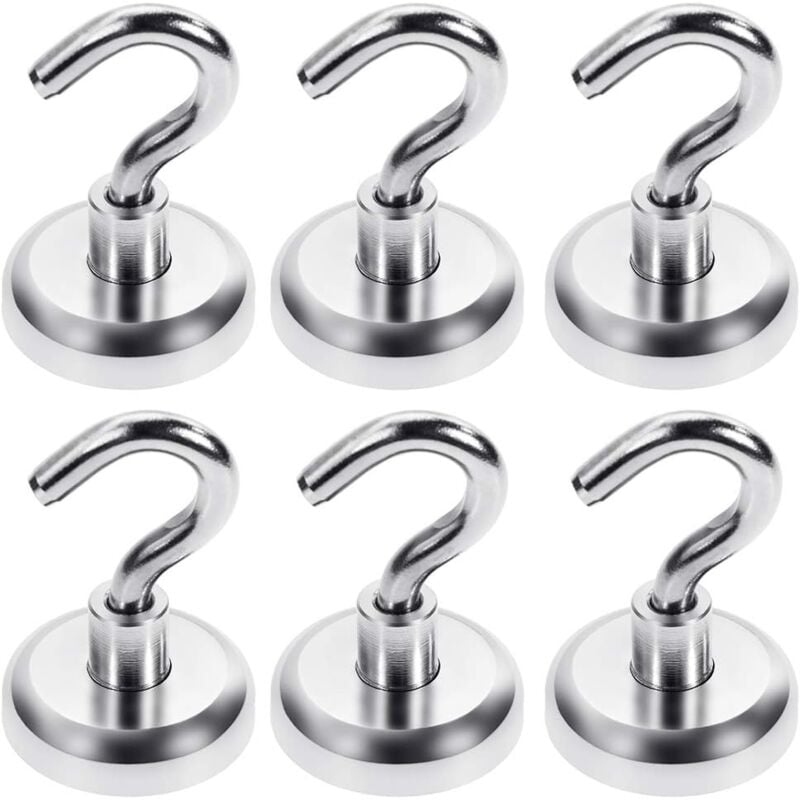 foto del prodotto langray gancio magnetico forza 34kg ganci magnetici al neodimio ganci magnetici extra resistenti 6 pezzi rapanda