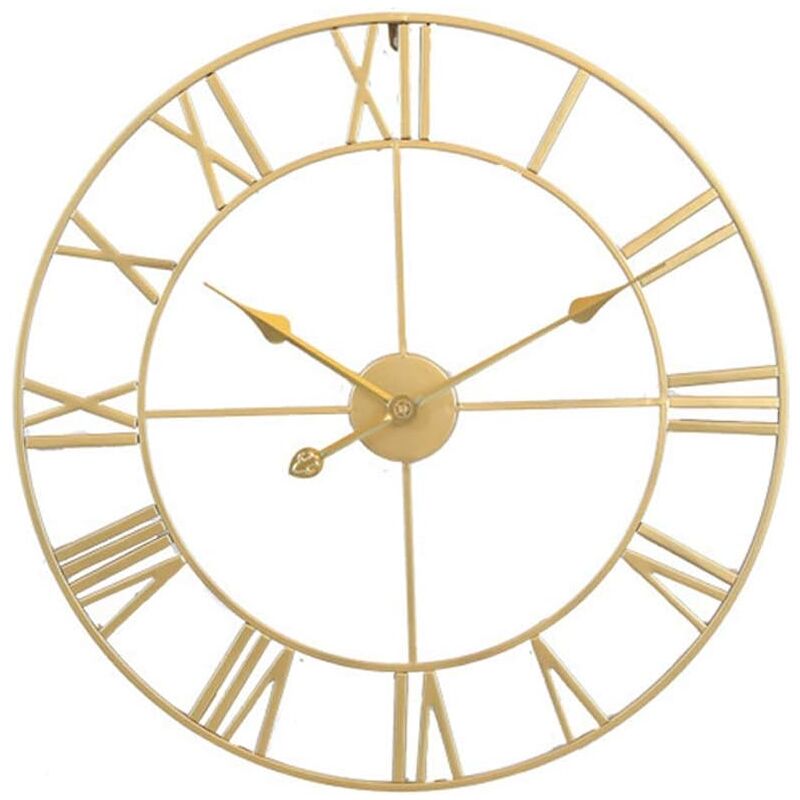 foto del prodotto langray grande orologio da parete rotondo in metallo in stile vintage, silenzioso, senza ticchettio, a batteria, da 40 cm, con numeri romani neri,