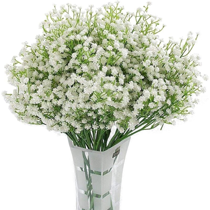 foto del prodotto langray gypsophila artificiale 12 pezzi di fiori di seta bianchi per matrimoni, feste, abiti da sposa, decorazioni per ufficio rapanda