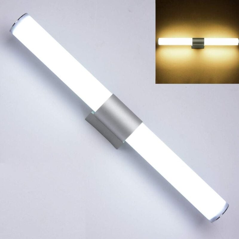foto del prodotto langray lampada da parete a led per specchio da bagno con paralume chiuso in acciaio inox acrilico, risparmio energetico, alta luminosit , stile