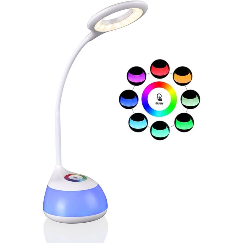 foto del prodotto langray lampada da scrivania per bambini con luce colorata regolabile, 3 livelli di luminosit lettura, studio, relax , braccio flessibile, touch