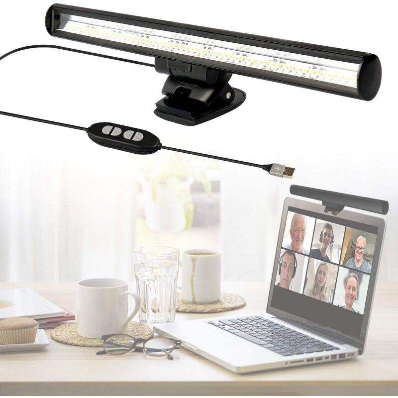 foto del prodotto langray lampada led per laptop, lampada per laptop per videoconferenze, lampada da scrivania, lampade usb per screenbar con 10 livelli di