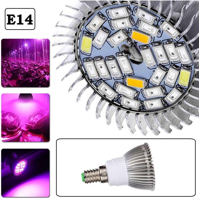 foto del prodotto langray lampada per piante da interno a spettro completo da 28 led, lampadina da 10 w e14 per la coltivazione idroponica o in serra.