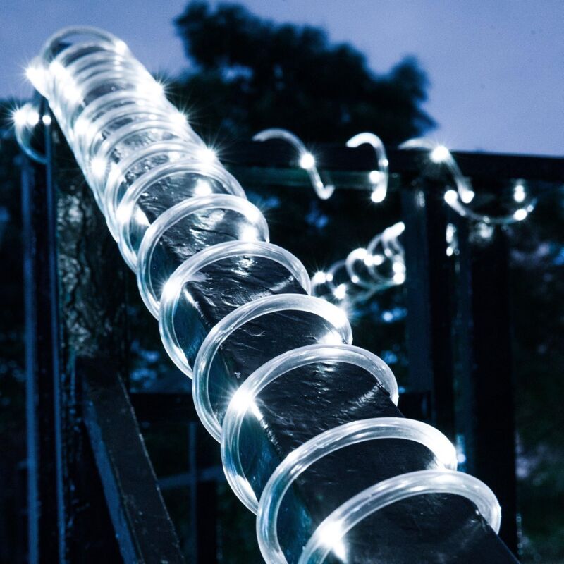 foto del prodotto langray luci a corda solare da 12 m, 100 led impermeabili per esterni, luci a corda per esterni, luci fatate per natale, giardino, cortile,