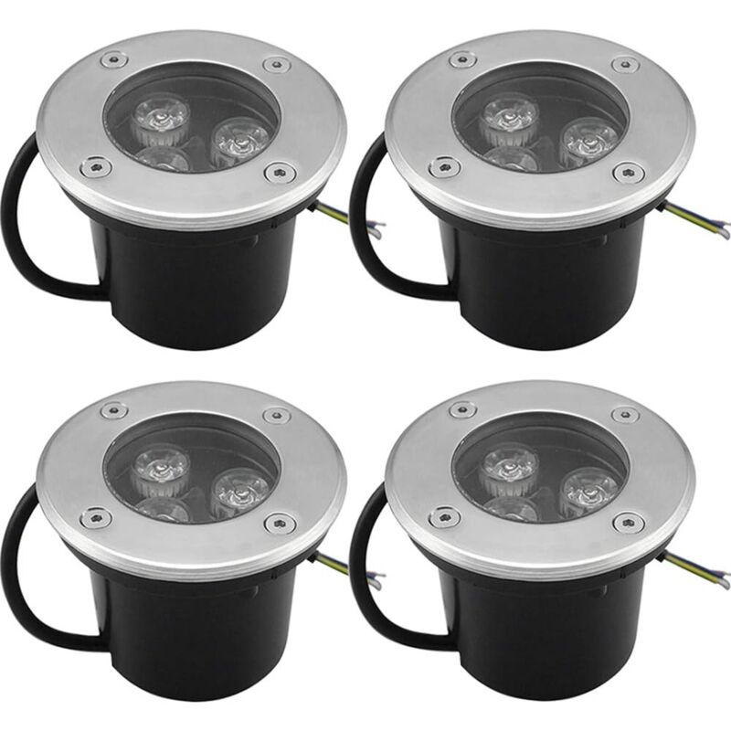 foto del prodotto langray luci interrate, lampada da terra a led bianco caldo per giardino, illuminazione esterna ip68 ac85 265v 4 pezzi, 3w 