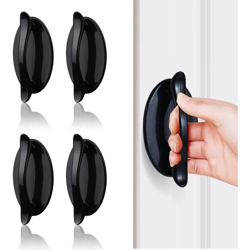 foto del prodotto langray maniglia per porta d ingresso, maniglia per porta scorrevole, maniglia adesiva nera per porta 4 pezzi, maniglia in plastica abs per porte e