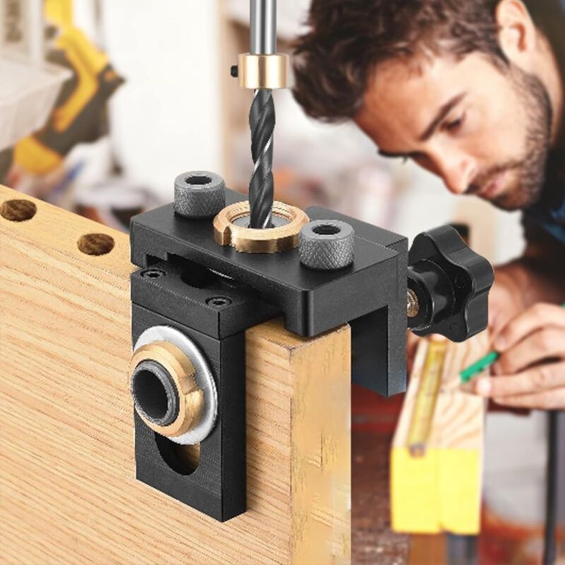 foto del prodotto langray mini maschere di foratura, kit di maschere per fori tascabili da 8 10 15 mm in lega di alluminio 6061, con punta da trapano da 8 10 15 mm e