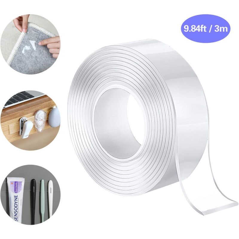 foto del prodotto langray nastro adesivo biadesivo 3m nano tape, trasparente senza traccia nastro extra resistente per moquette, nastri adesivi impermeabili ad alta
