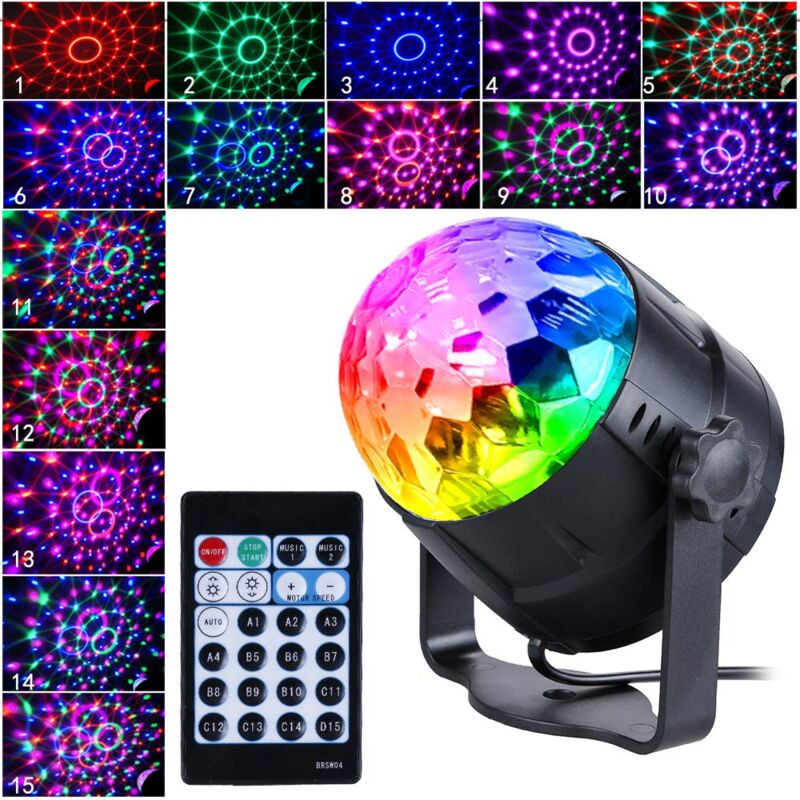 foto del prodotto langray palla da discoteca con 15 forme di illuminazione, luce per feste a led, palla da discoteca, effetti di luce da discoteca, illuminazione per