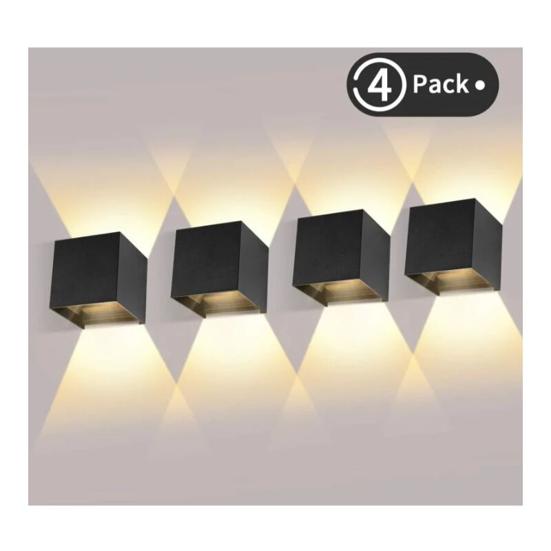 foto del prodotto langray pezzi 12w led applique da parete per esterni, applique da parete per interni, bianco caldo 3000k, design impermeabile ip65, nero