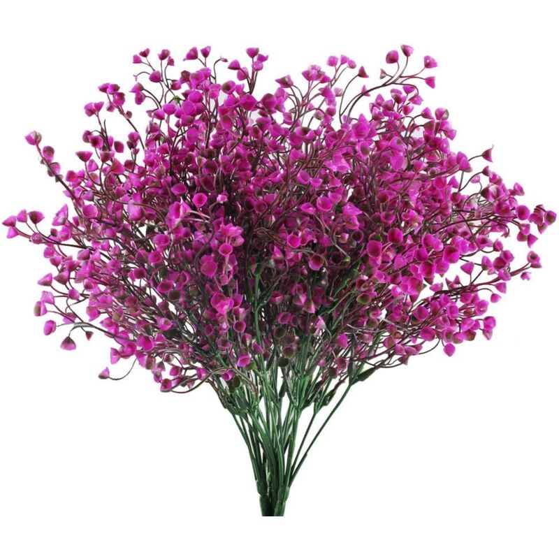 foto del prodotto langray pezzi di gypsophila artificiale, 7 rami, fiori artificiali, arbusti artificiali, fiori finti viola, decorazione per matrimonio, casa,
