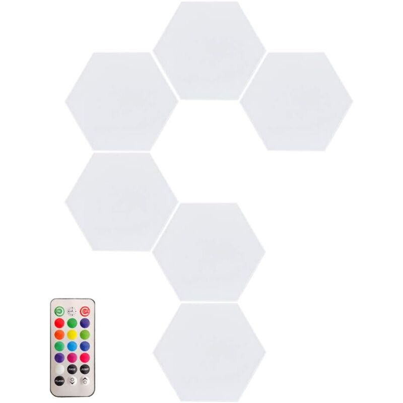 foto del prodotto langray pezzi di luci led modulari esagonali sensibili al tocco, lampada da parete geometrica quantistica, montaggio staccabile per la decorazione