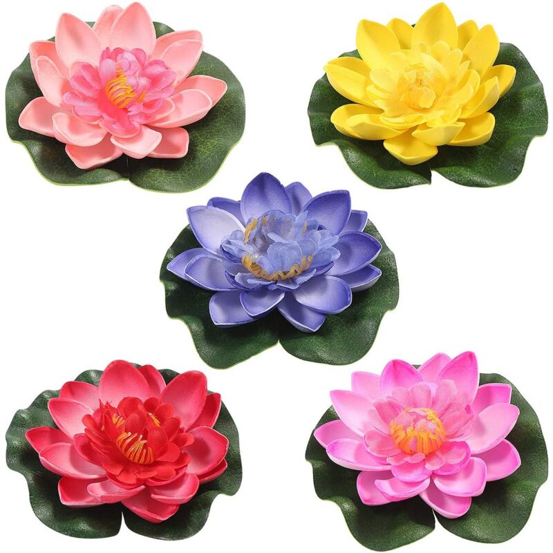 foto del prodotto langray pezzi di ninfea artificiale galleggiante fiore di loto stagno decorazione per casa matrimonio 10 cm 