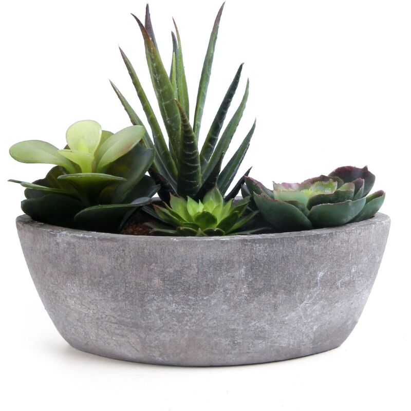 foto del prodotto langray pianta artificiale succulenta verde scuro a forma di barca, pianta artificiale artificiale, pianta artificiale artificiale, bonsai finto,