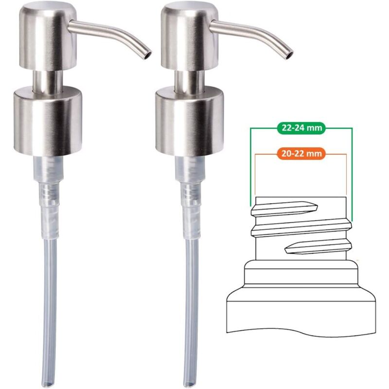 foto del prodotto langray pompa di ricambio per dispenser di sapone liquido acciaio inossidabile, finitura spazzolata, 2 pezzi 24 mm 