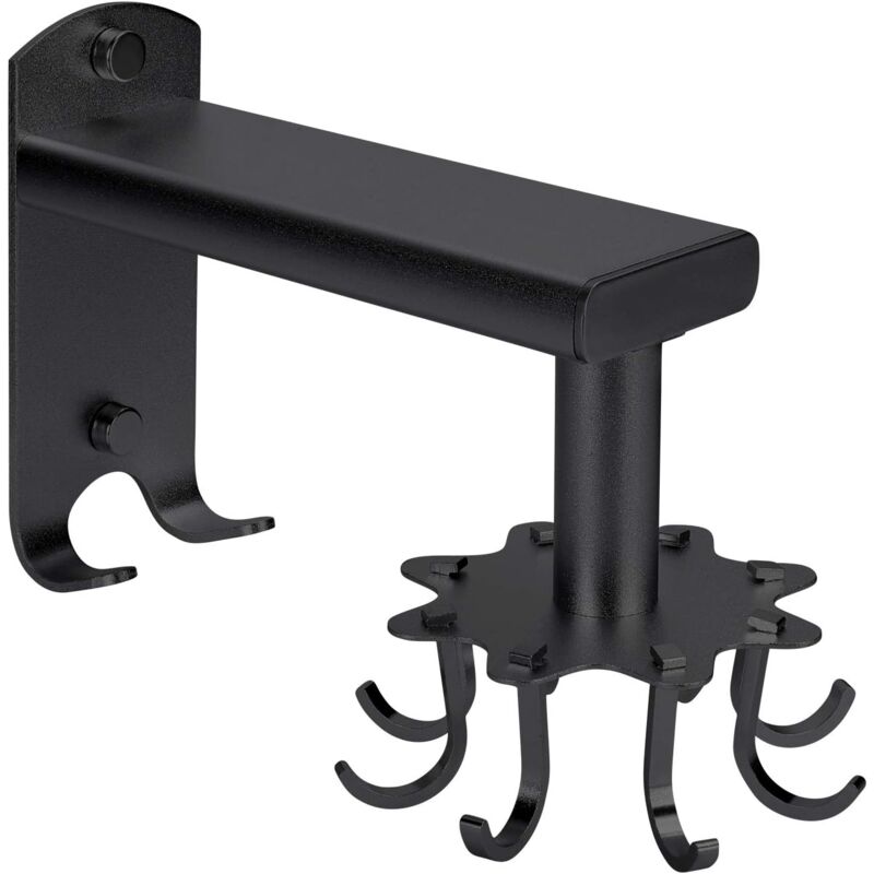 foto del prodotto langray portautensili da cucina a parete senza foratura, gancio girevole da cucina, supporto da cucina autoadesivo con 8 ganci, alluminio nero 1 
