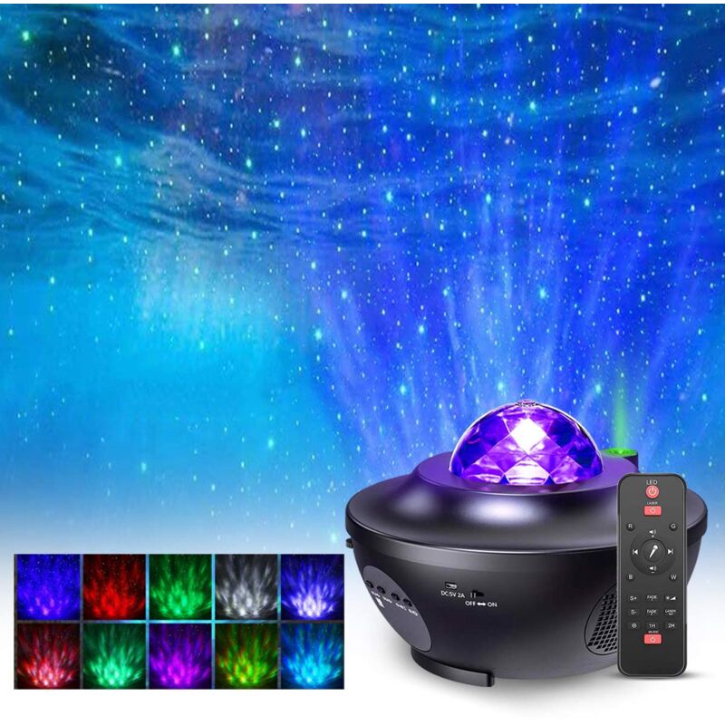 foto del prodotto langray proiettore di stelle, proiettore di galassia bluetooth rgbw, luce notturna a led con altoparlante e sensore sonoro con telecomando per la