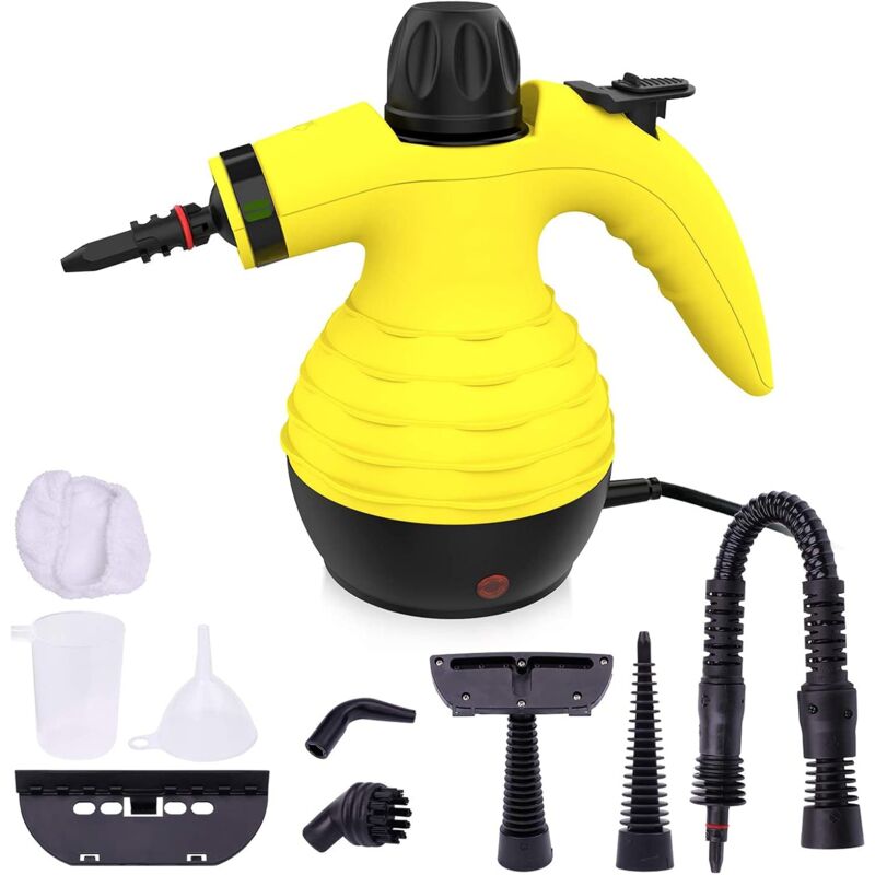 foto del prodotto langray pulitore a vapore portatile, pulitore a vapore portatile con 9 accessori, serbatoio dell acqua da 350 ml per rimuovere le macchie da sedili