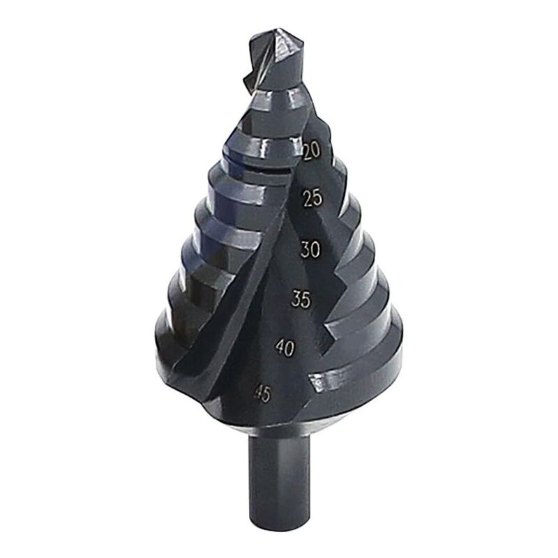foto del prodotto langray punta a gradini per nitrurazione a spirale fresa multiforo 10 mm 45 mm in totale 8 passaggi dimensioni di taglio dei fori, ingrandisci,